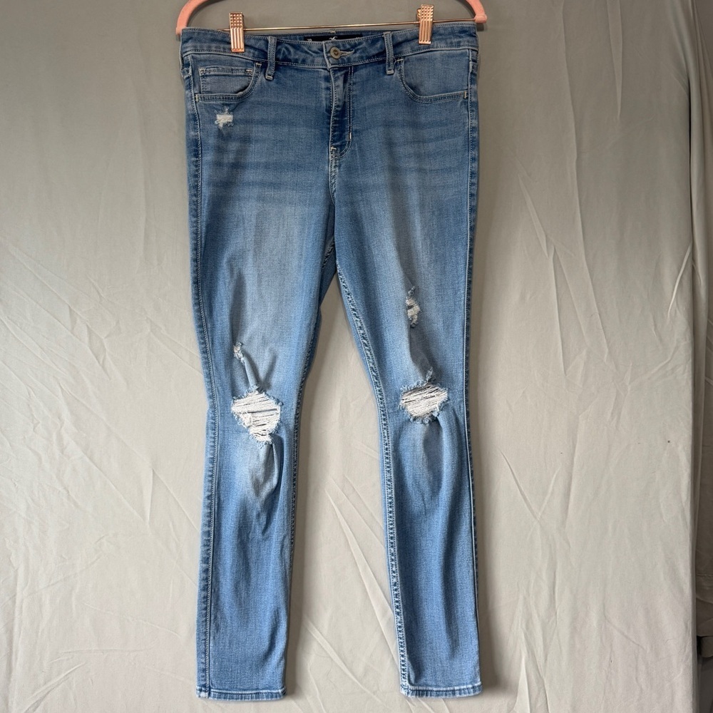 Hollister Womens Light Blue Distressed Skinny Jeans Size 28 Grunge Edgy Capsule